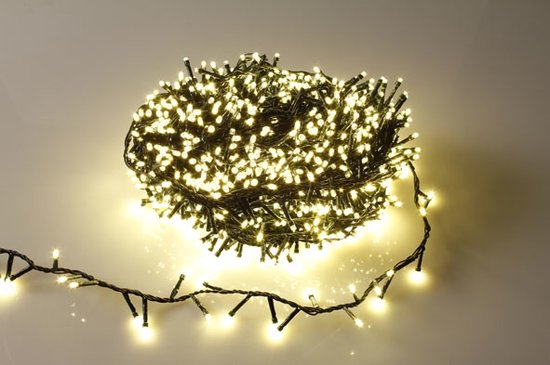 Guirlande LED droite 34 m, 1 500 L, blanc chaud-vert, fil 24 V, lumière fixe, rallonge 3 m