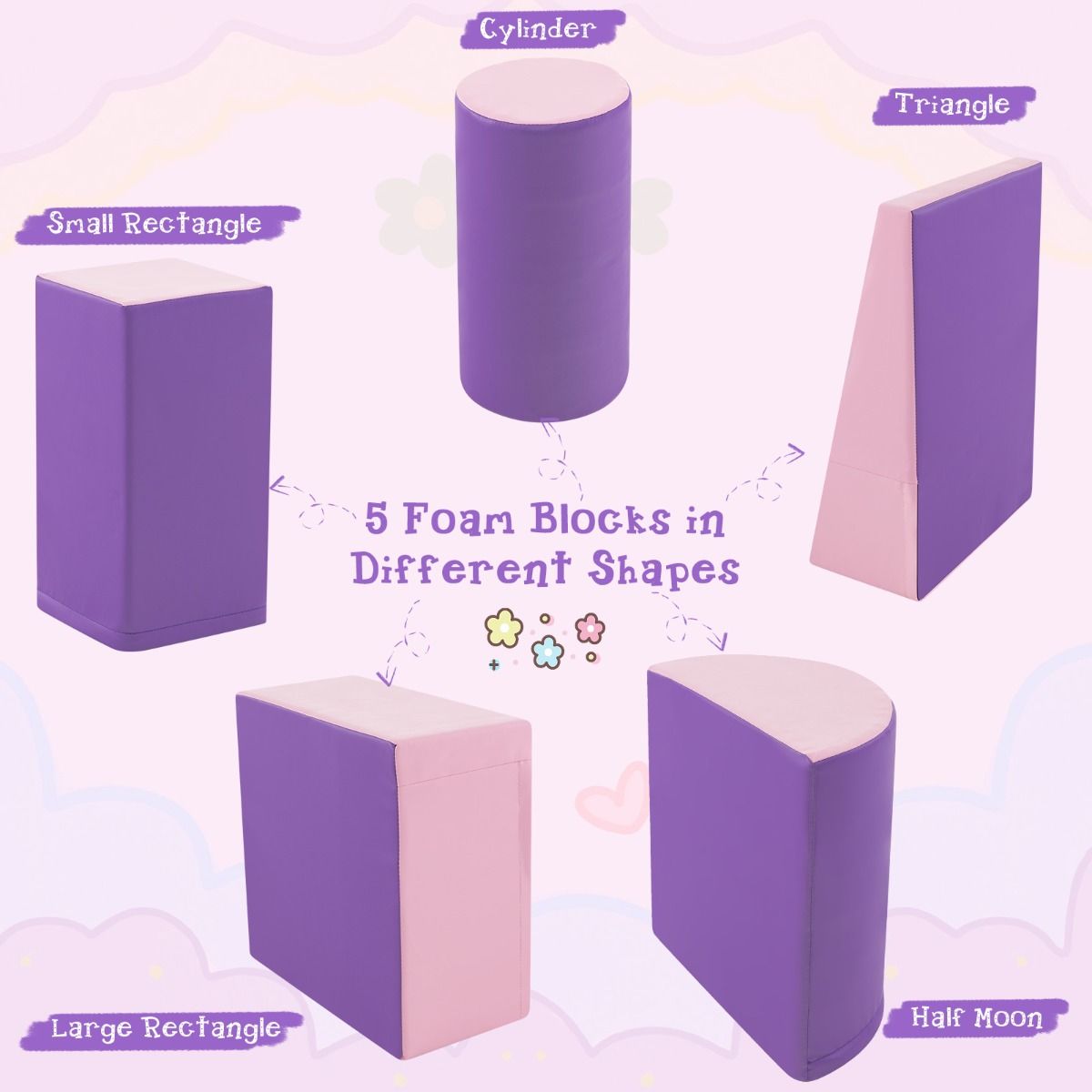 Coast 5-Piece Climbing Set for Kids - Soft Foam Blocks - Purple (en anglais)
