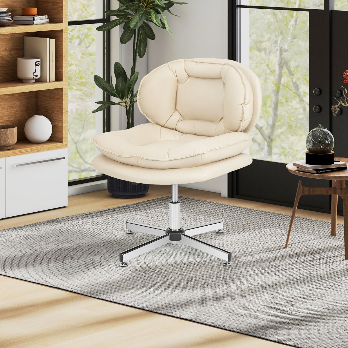 Chaise de bureau Coast - chaise pivotante ergonomique - dossier et assise doublement rembourrés - beige