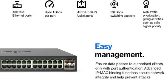 Linksys LGS352C - Commutateur réseau - Géré - 48 ports - Ports 10G SFP+ - Noir