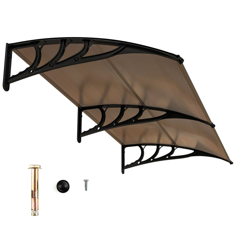 Auvent de porte d'entrée Coast - structure robuste en aluminium - protection UV - couleur café - 199 x 99 cm