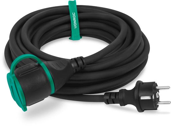 VONROC PRO Câble d'extension 10m - IP44 - Câble néoprène H07RN-F 3x1,5 mm² - Attache de câble incluse (câble d'extension)