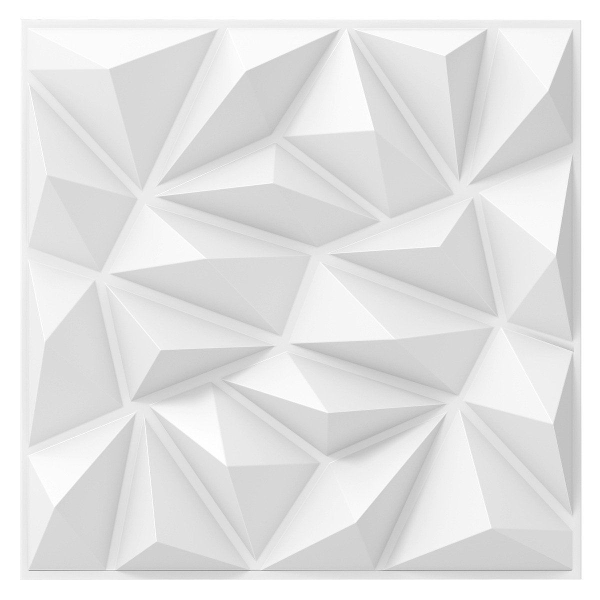 Panneaux muraux Coast 3D - motif en losange - autocollants - blancs 50 x 50 cm, 40 pièces, 10 m²