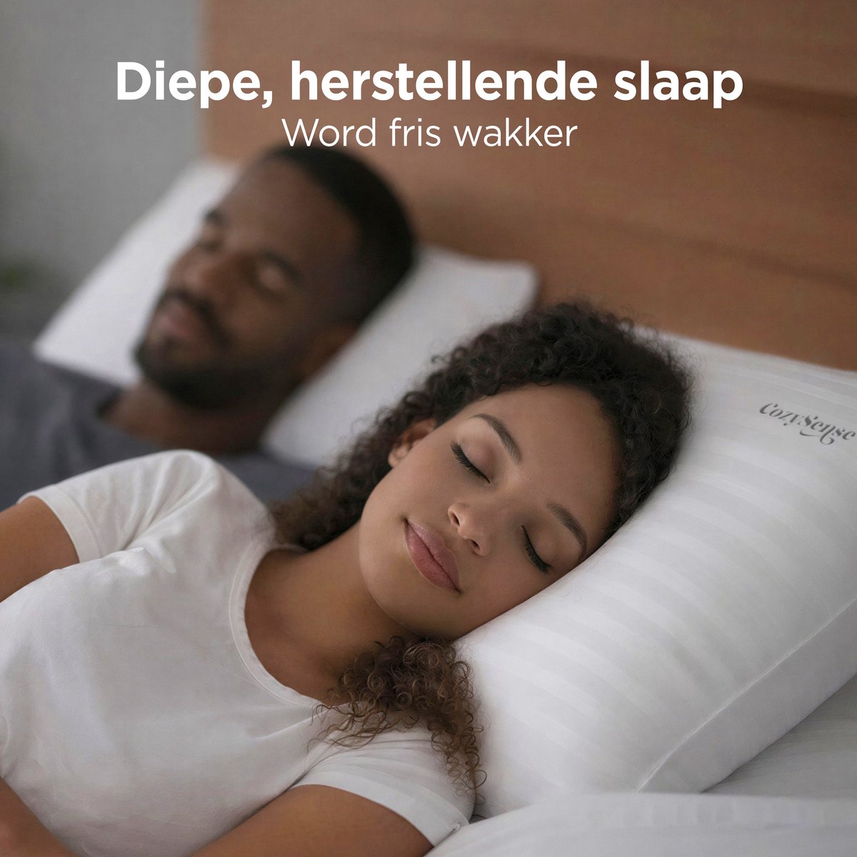 Lot de 2 oreillers CozySense – 50 x 70 cm – Blanc – Housse en coton – Rembourrage en microfibres douces