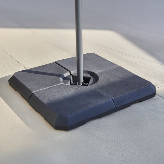 Pied de parasol AXI en 4 parties, à remplir – Noir – 99 x 99 x 10 cm - Pour parasols suspendus jusqu'à 2,5 x 2,5 m ou d'un diamètre de 3 m – Avec poignée – Plastique