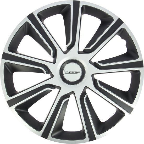 Enjoliveurs Michelin 16 pouces - argent/noir - lot de 4