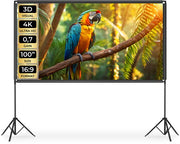 Écran de projection tectake® - 100 pouces (257 cm) - Écran de projection 16:9 avec double trépied - 4K HD - Enroulable - Extensible - Toile de projection - Écran de présentation - Home cinéma - Sac de transport inclus