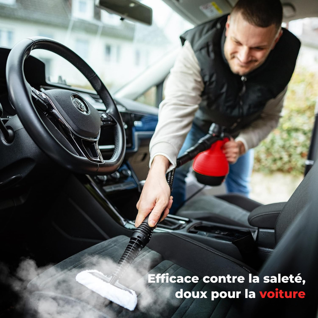Nettoyeur à vapeur manuel Neighbour's Friend - Régulation de la vapeur - Accessoires inclus - Réservoir de 350ml - Rouge
