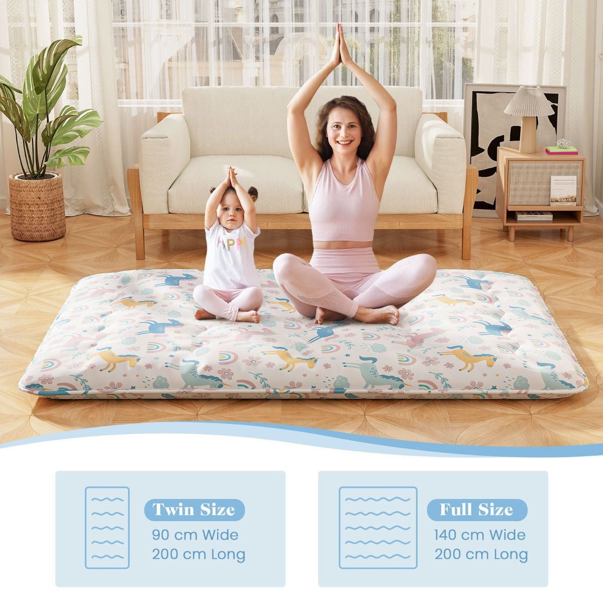 Matelas futon Coast - housse lavable - sac de transport inclus - coloré 140 x 200 cm