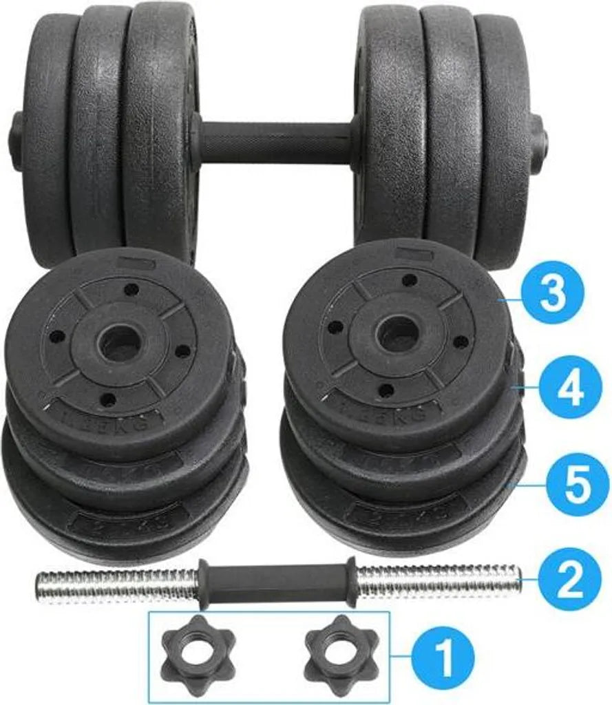 Yaheetech Jeu d'haltères 20kg - Réglable - Anti-dérapant - 12 poids - Noir