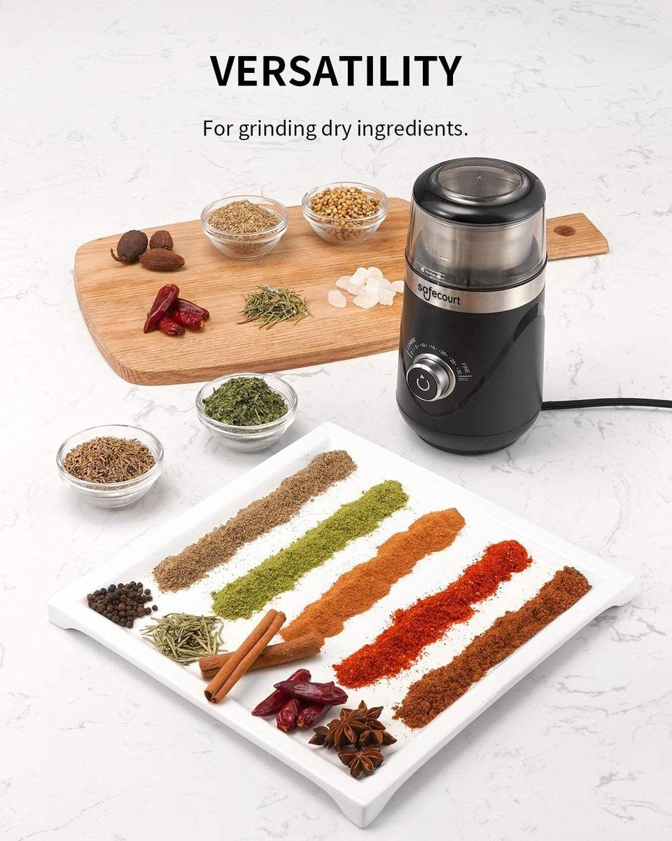 Safecourt Kitchen Electric Coffee Grinder pro - Moulin à café électrique de haute qualité - Noir