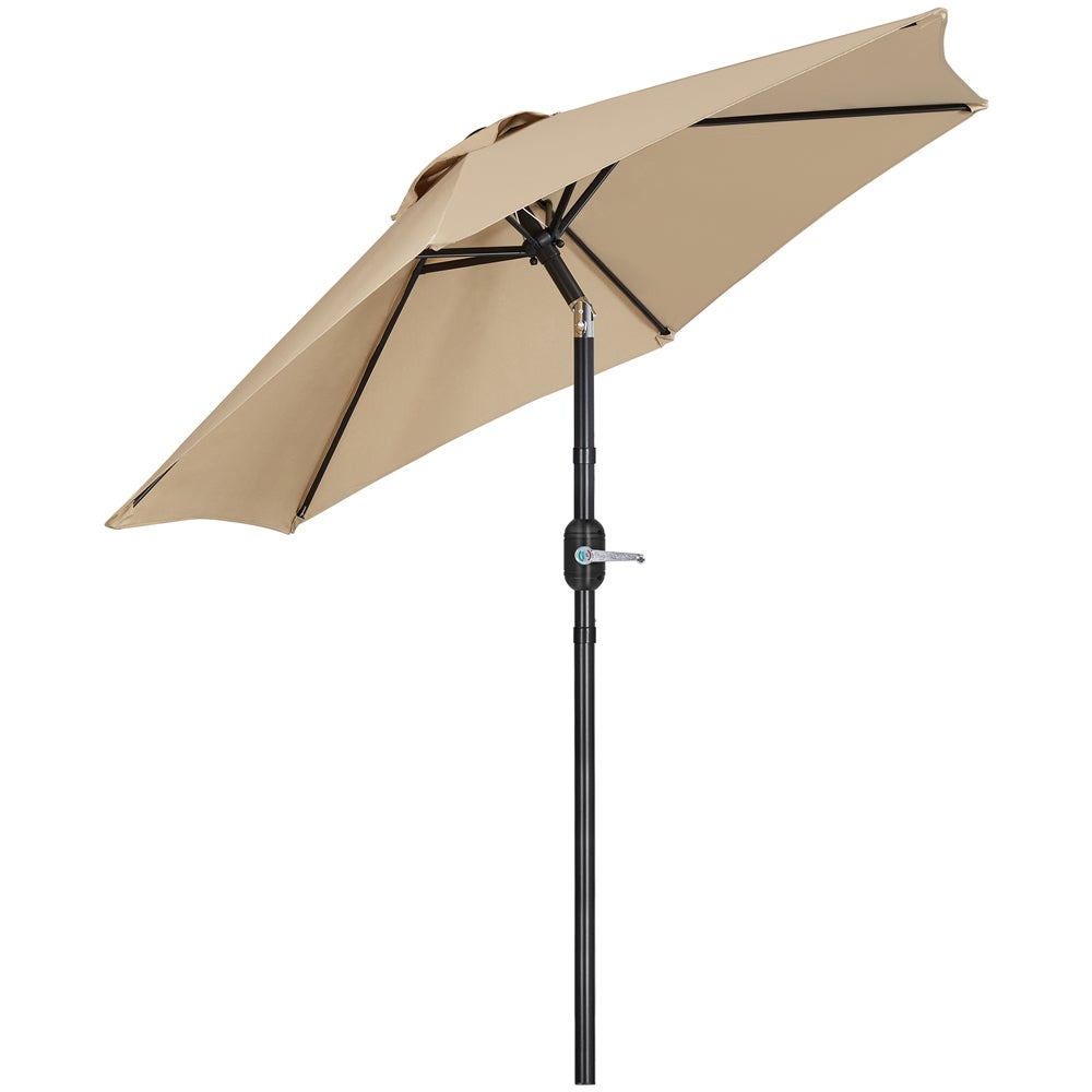Parasol inclinable Yaheetech avec manivelle - Ø 226 cm - marron clair