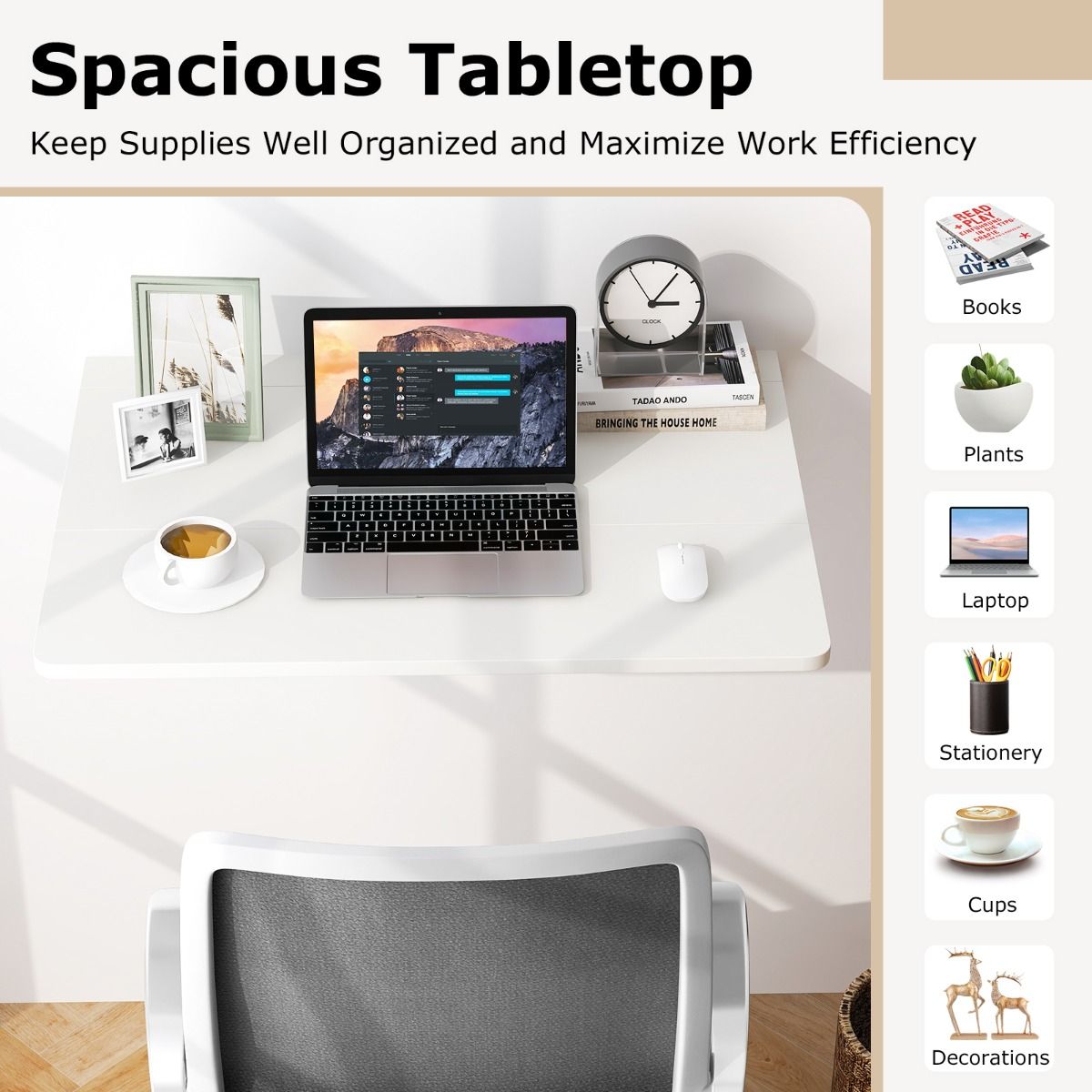 Table pliante murale Coast - blanc - 80 x 60 x 45 cm