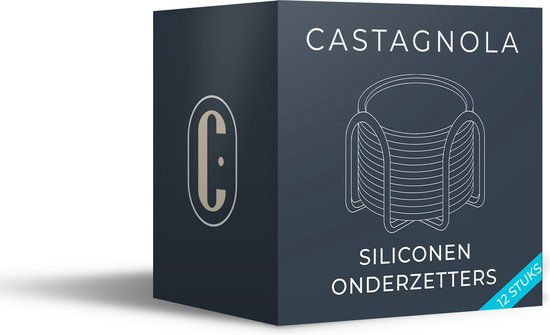 Castagnola Sous-verres en silicone - Sous-verres pour verres - Sous-verres design avec support - Set de sous-verres - Antidérapant - Lot de 12 - Noir