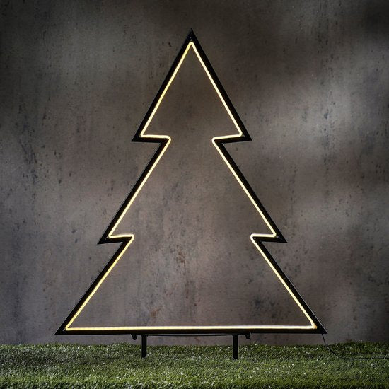 Luca Lighting Garden d'Light - Tige décorative pour sapin de Noël d'extérieur - Décoration de Noël d'extérieur avec lumières LED blanc chaud - Décoration de Noël avec minuterie et 8 modes d'éclairage - Guirlande lumineuse - L 72 x H 100 cm - Noir