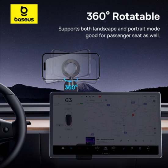 Baseus C02 Go - Support magnétique pour téléphone à fixer sur le tableau de bord - Compatible avec MagSafe - Pliable - Réglable - Noir