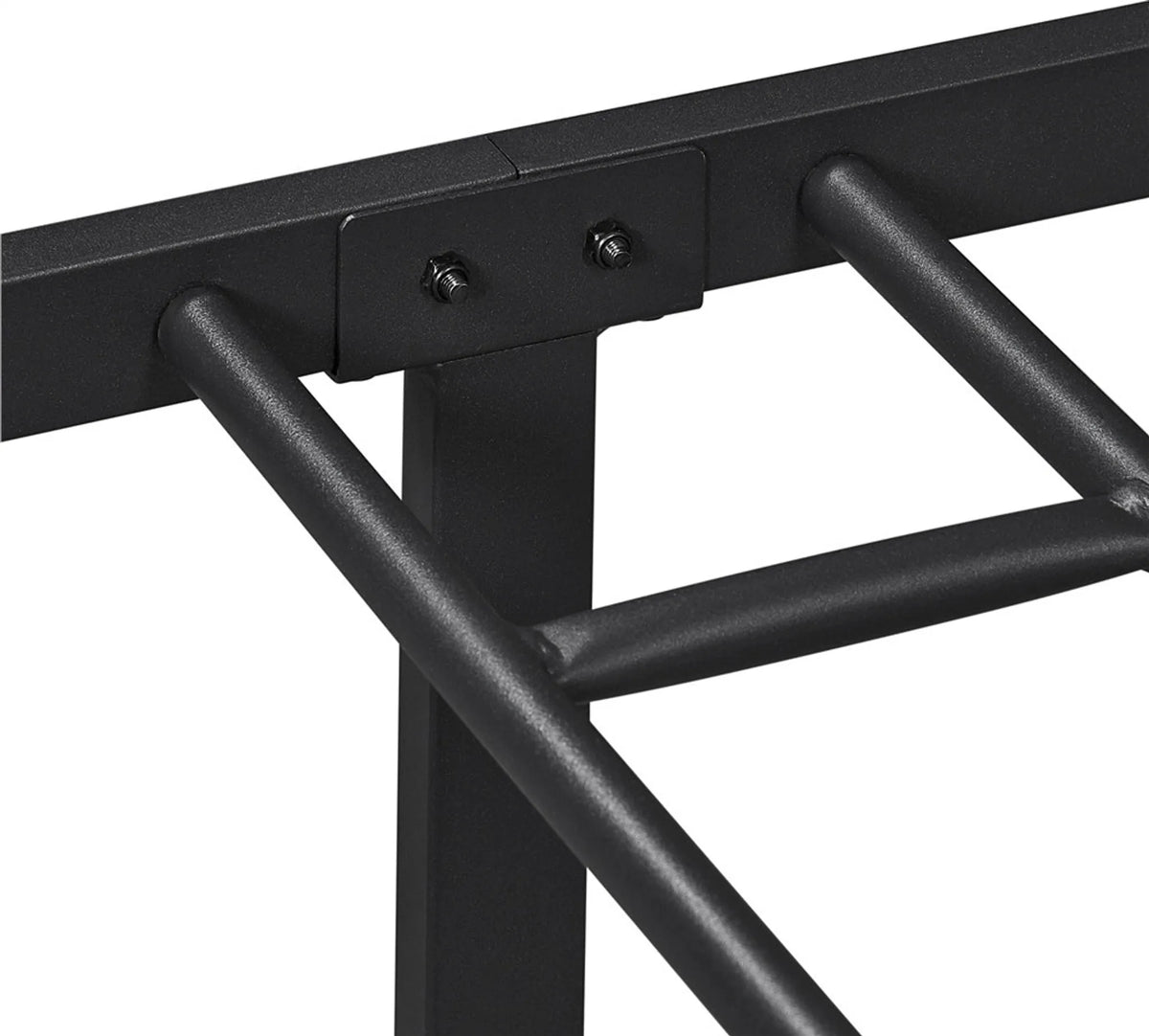 Cadre de lit en métal Yaheetech 90 x 200 cm - Noir - 204 kg - Avec tête et pied de lit - Espace de rangement sous le lit de 32 cm