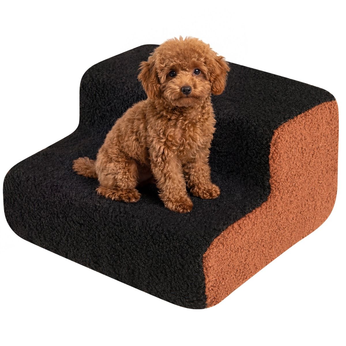 Rampe pour chiens Coast à 2 marches - escalier flexible pour animaux de compagnie - antidérapante - noir et marron/gris et blanc
