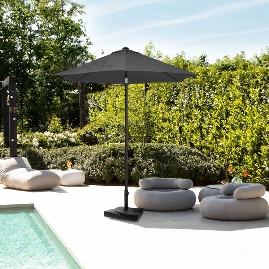 Parasol Premium - VONROC - Ø200cm - Toile résistante aux UV - Housse de protection incluse - Gris
