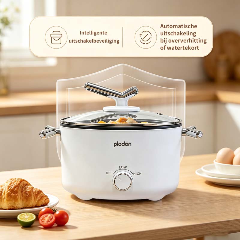 Plodon : cuiseur à pression amélioré à parois épaisses pour légumes - casserole de 2,0 L, 1 000 W, avec revêtement antiadhésif et deux niveaux de puissance