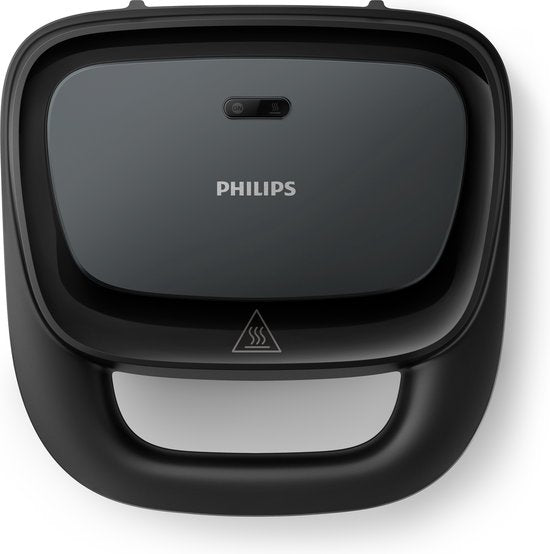 Appareil à croque-monsieur Philips HD2330/90 - 750 W - Revêtement antiadhésif - Système de rangement du cordon d'alimentation - Rangement vertical - Système Easy Lock - Noir