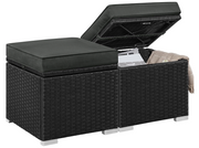 Lot de 2 poufs en rotin Yaheetech, noir/gris, 39,4 x 39,4 x 40,6 cm