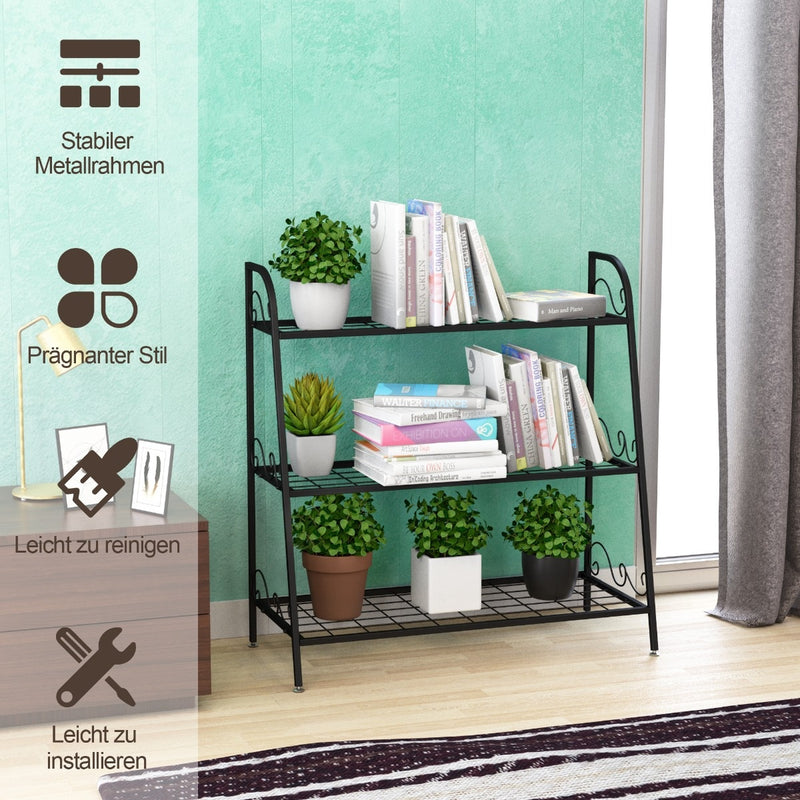 Coast Plant Shelf Support de plantes en métal à 3 étages 81 x 35 x 82 cm noir