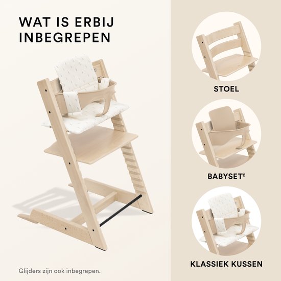 Chaise haute Stokke Tripp Trapp (Natural) avec coussin OCS (Wheat Cream) - Comprend la chaise Tripp Trapp et le kit bébé n° 2 pour les enfants de 6 à 36 mois