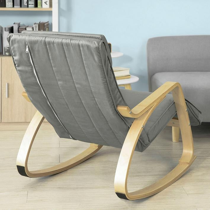 SoBuy Fauteuil à bascule avec repose-pieds réglable - Max. 120 kg - Gris