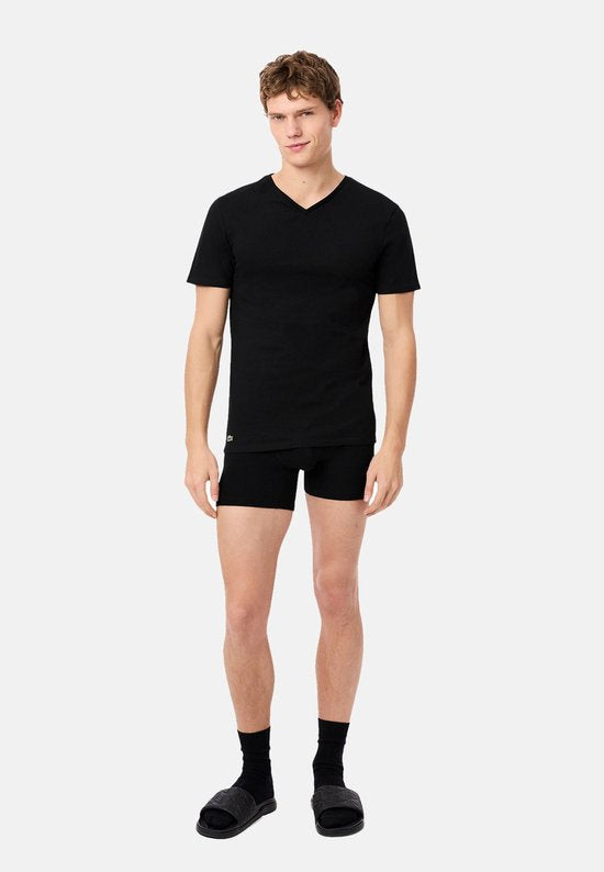 T-shirts Lacoste pour homme à col en V, 3 pièces, noir basique