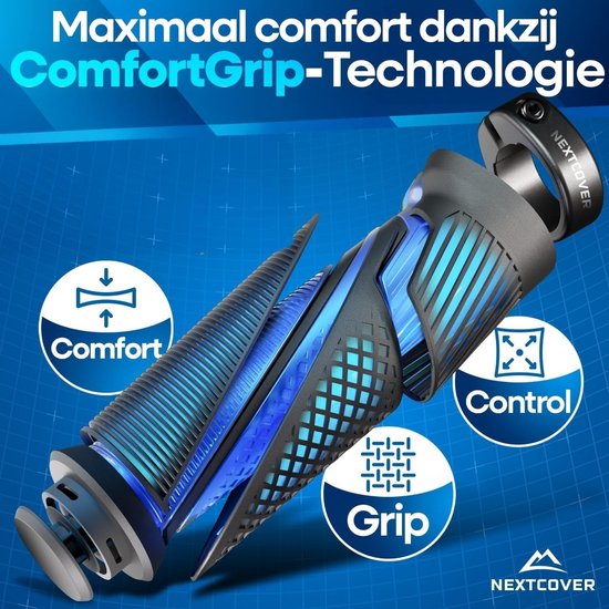Poignées de vélo ergonomiques NEXTCOVER® avec [technologie Comfort-Grip] I Poignées universelles pour vélo et VTT I Poignées de guidon pour vélo I Poignées de vélo I Conception ergonomique pour soulager la pression et améliorer la prise en main I Compatib