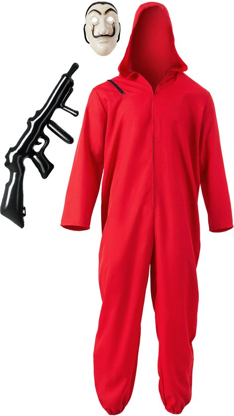 Dressforfun La Casa de Papel - Money Heist - unisex costume masqué de braqueurs de banque - M - Costume carnaval - Halloween - Dress up - Party wear - Carnaval wear - Party - Party wear