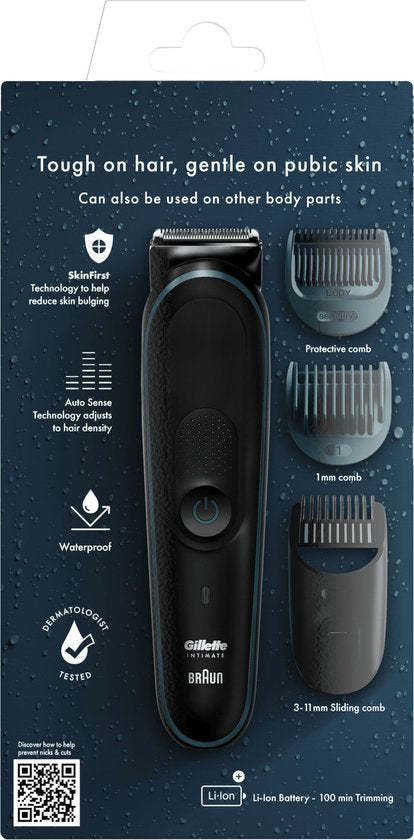 Tondeuse intime Gillette - Tondeuse pour les parties intimes et tondeuse pour le corps pour hommes - pour le pubis
