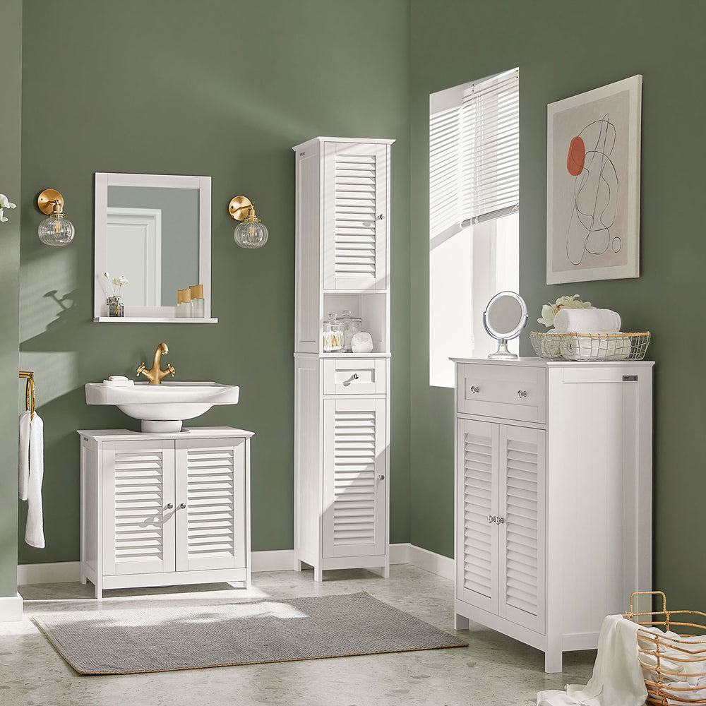 Armoire de toilette haute SoBuy FRG236-W, 32x170x30 cm, Bois, Blanc
