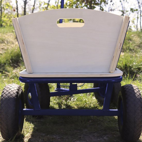 Sunny Billy Beach Wagon Chariot Bleu - Bois brut - Chariot avec pneus gonflables - 94x61x97cm