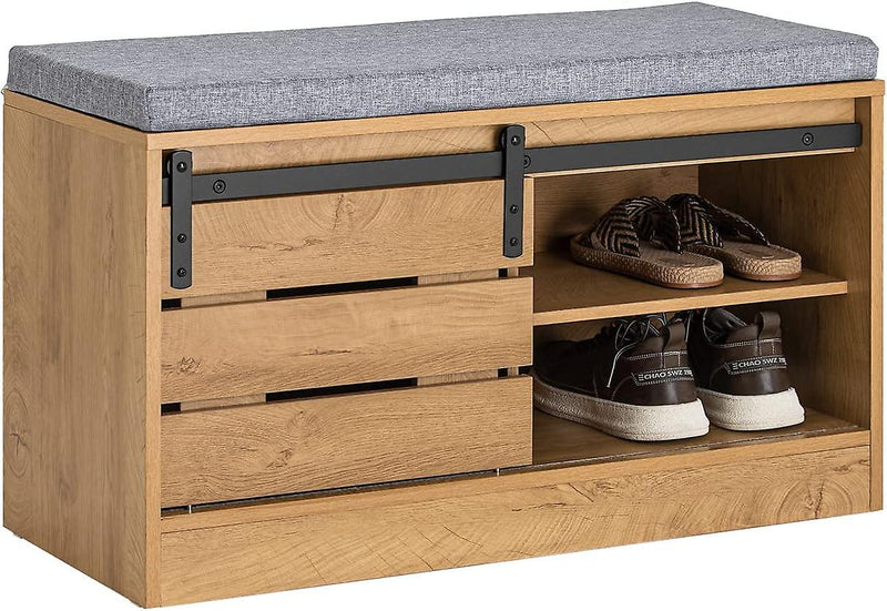 SoBuy Banc à chaussures - FSR120-N - Panneau de particules - Max. 150kg - 80x35x48cm - Marron & Gris