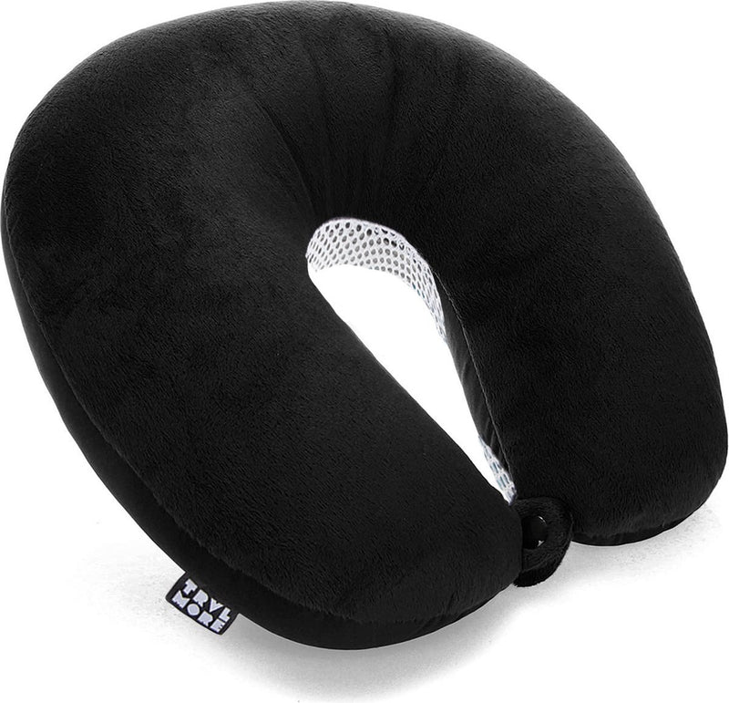 TRVLMORE Oreiller de cou - Oreiller de voyage pour l'avion et la voiture - Forme en U - Mousse à mémoire de forme - Noir