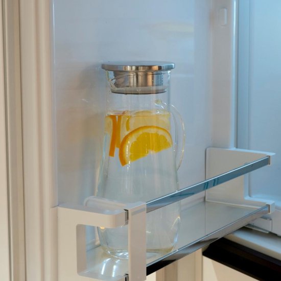 Pichet en verre Alpina 1,4 L - Pichet avec couvercle et filtre en acier inoxydable - Carafe en verre borosilicaté - Pichet transparent pour boissons froides et chaudes