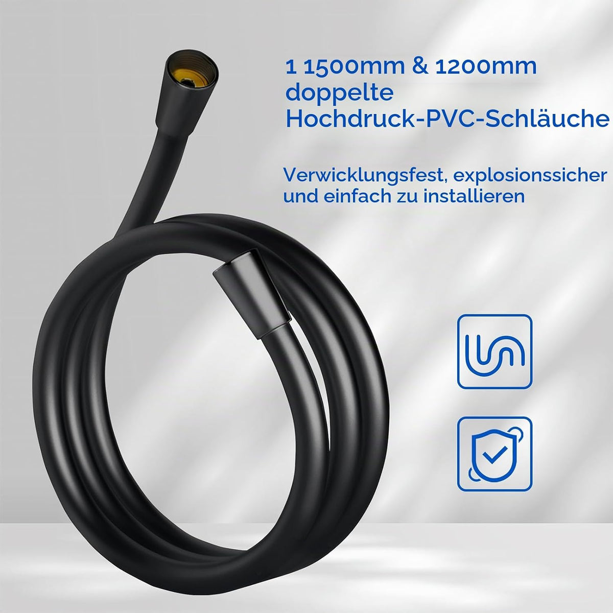 Ensemble de douche à effet pluie Homelody sans robinet - Douchette à main à 4 positions - Douche de tête 9 pouces - Hauteur 101,4 cm - Acier inoxydable - Noir mat