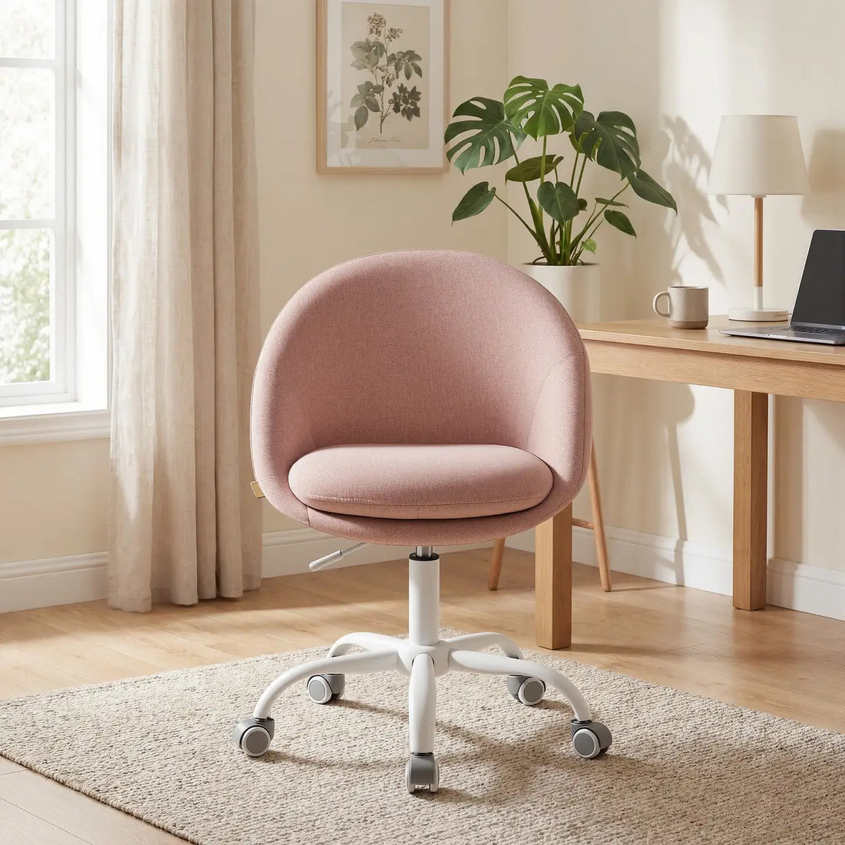 Chaise de bureau pivotante JOYFURNOS - Réglable en hauteur - Rose
