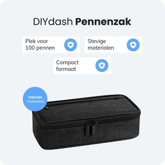 Diydash Etui - Trousse à crayons - Trousse scolaire - Grand Etui - Fournitures scolaires - Pour filles, garçons et adultes - Noir