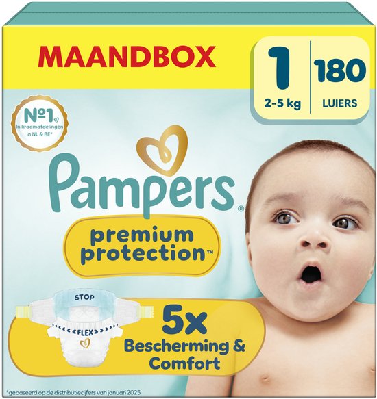 Pampers Premium Protection taille 1, 180 couches, 2 kg-5 kg