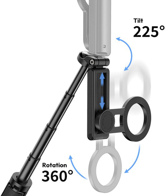 Ulanzi JJ03 Trépied de poche pour selfie, magnétique - avec télécommande - Perche à selfie - Trépied pour iPhone - Support pour smartphone iPhone - Noir