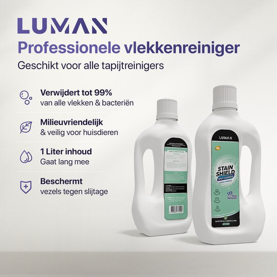 LUMAN Nettoyant pour tapis 1000ml - Nettoyant pour taches - Nettoyant pour meubles - Nettoyant pour canapés - Nettoyant pour sièges - Convient aux nettoyants pour tapis et aux nettoyants pour taches