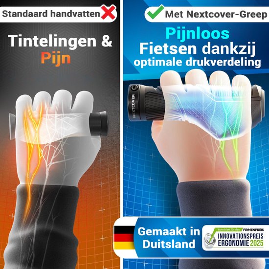Poignées de vélo ergonomiques NEXTCOVER® avec [technologie Comfort-Grip] I Poignées universelles pour vélo et VTT I Poignées de guidon pour vélo I Poignées de vélo I Conception ergonomique pour soulager la pression et améliorer la prise en main I Compatib