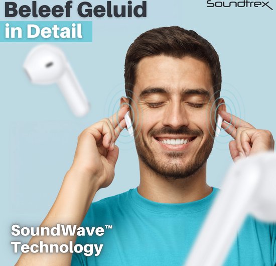 Soundtrex X-Pro Wireless Earphones - Ecouteurs Bluetooth - Earpods sans fil - Ecran LED - Bluetooth 5.3 - Blanc