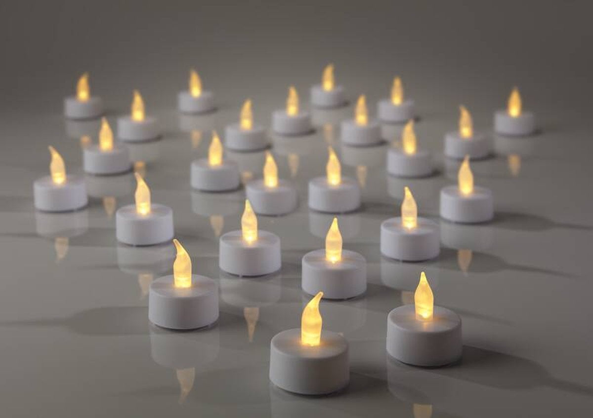 Lampe d'ambiance bougies chauffe-plats - 24 pièces - LED - piles - plastique - D3,8 cm