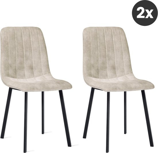 Multifurn - Chaise de salle à manger « Minsk » (velours, taupe, lot de 2)