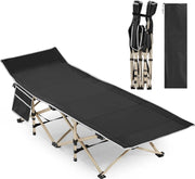 Lit de camping pliable Yaheetech avec sac de transport - Noir - 186 x 66 x 52 cm