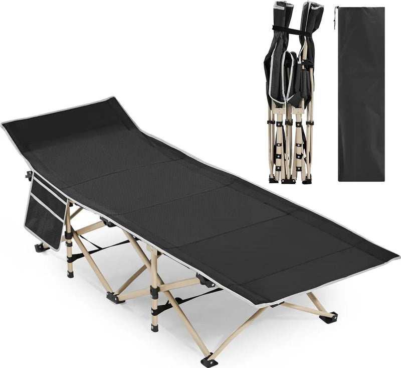 Lit de camping pliable Yaheetech avec sac de transport - Noir - 186 x 66 x 52 cm